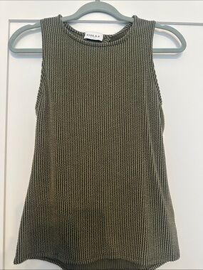 Gilli Olive Green Ribbed Knit Sleeveless Tank